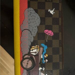 Designer Checkered Wallet with Colorful Art